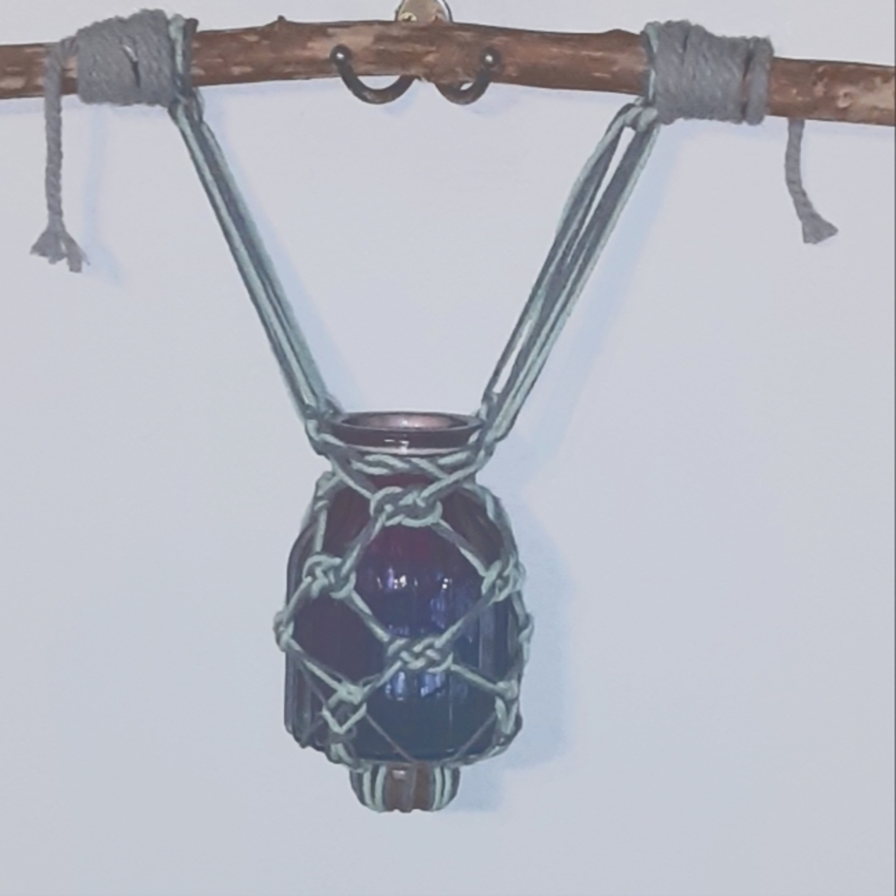 Macrame candle lantern